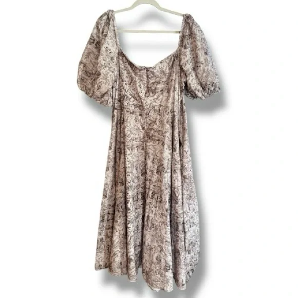 Selkie The Day Dress Milkmaid Brown Toile Cotton Size 4X